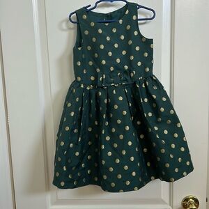 Green and gold polkadotted girls party dress- size 4T